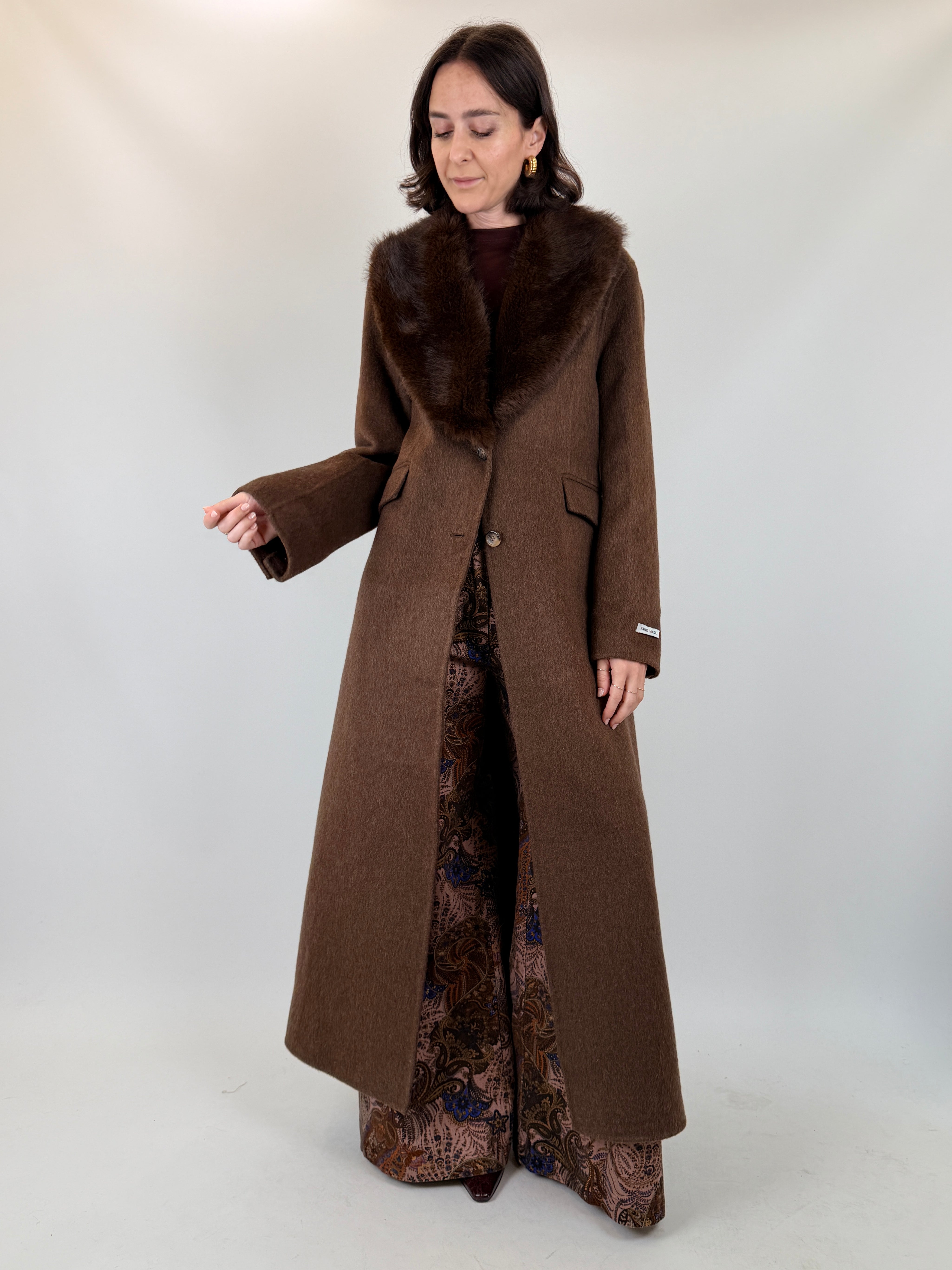 Cappotto lana collo pelliccia