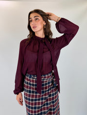 Camicia fiocco in lana garzata