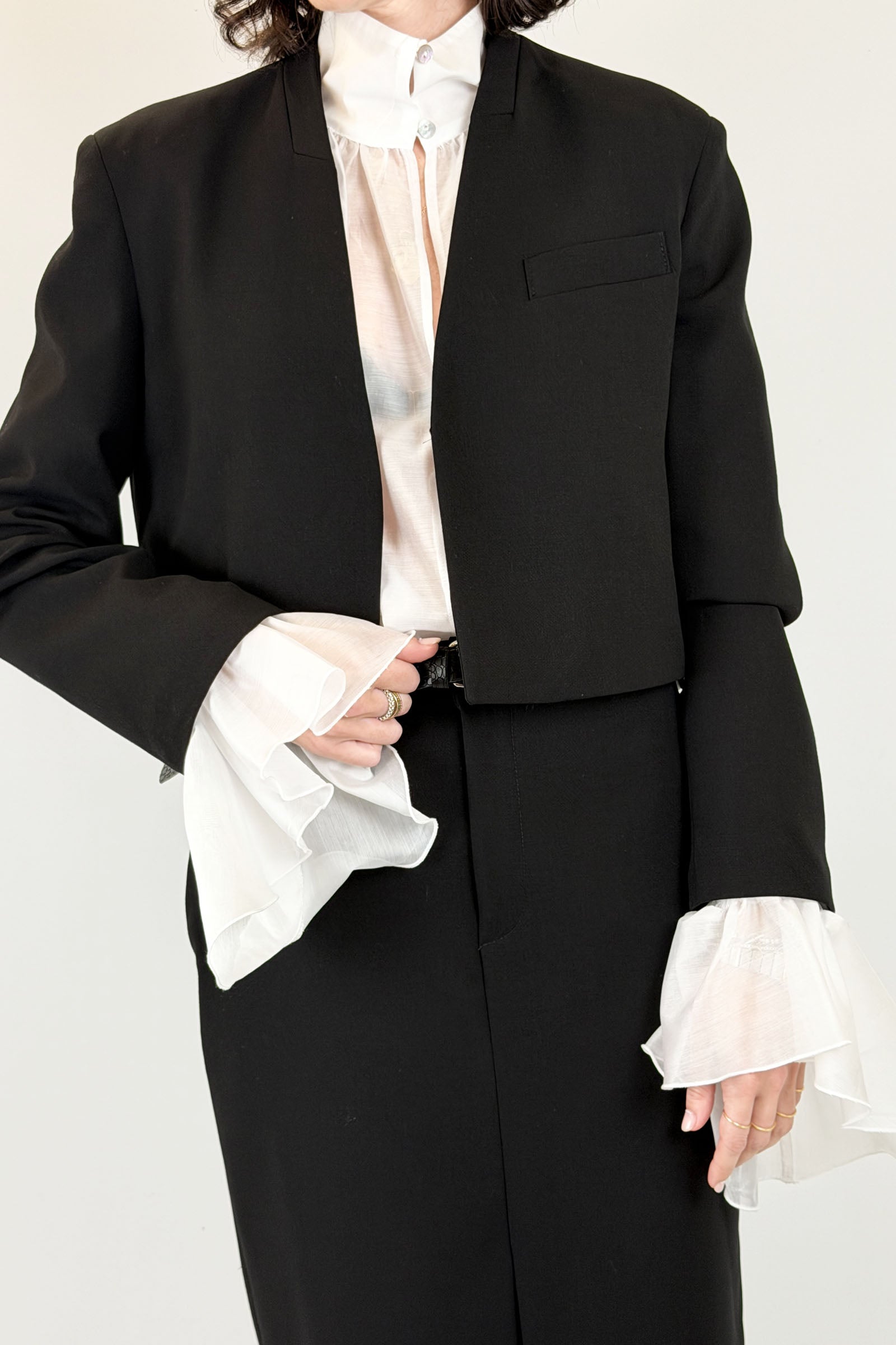 Giacca crop senza revers