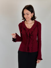 Maglia scollo a V con rouches