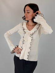 Maglia scollo a V con rouches