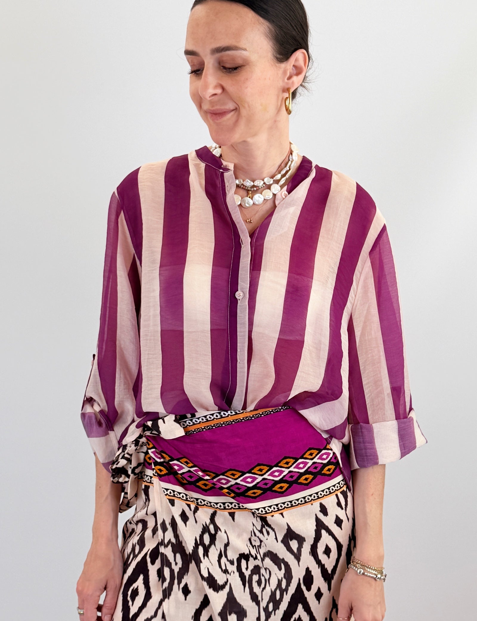 Camicia coreana maxi righe