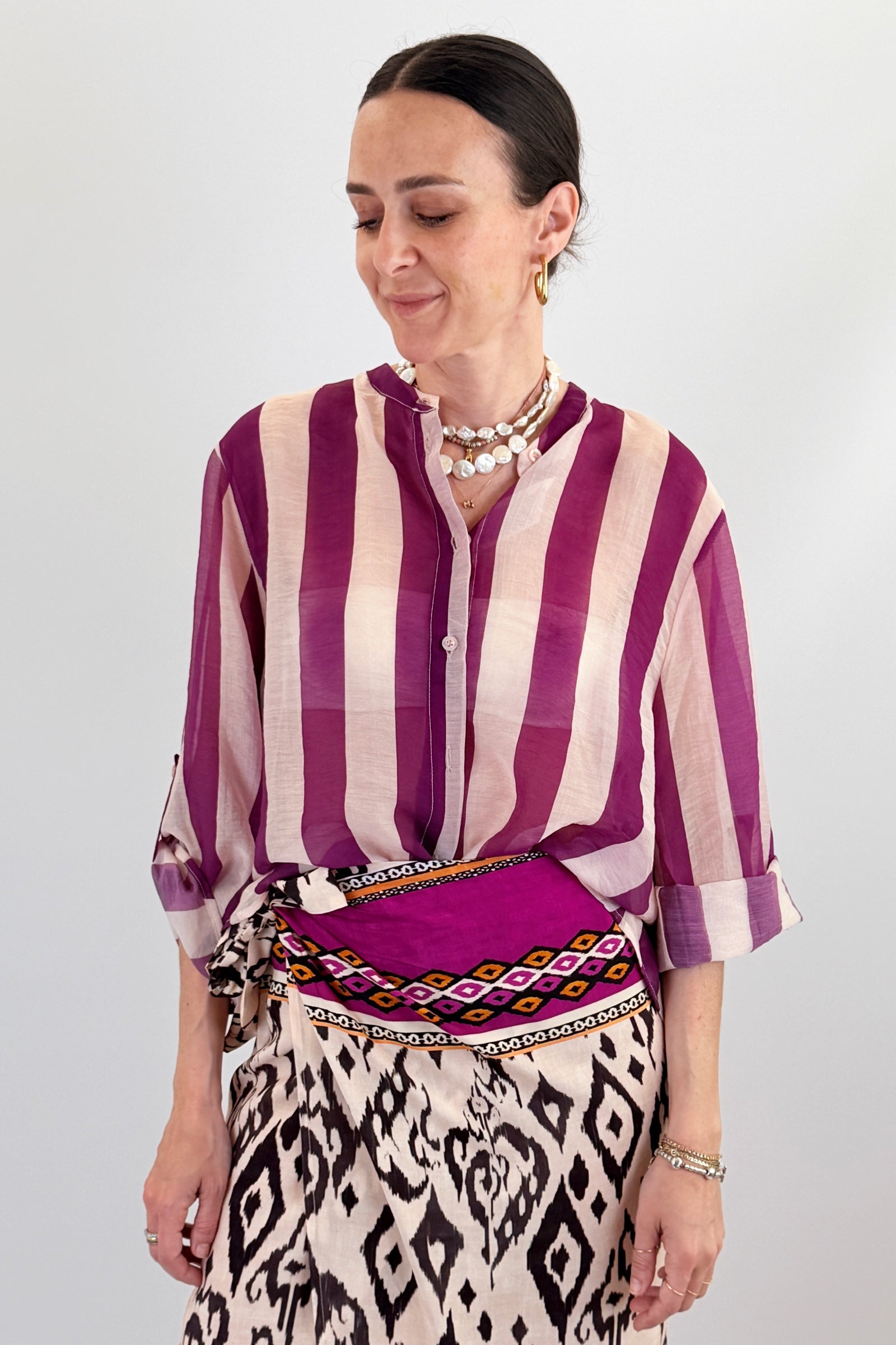 Camicia coreana maxi righe