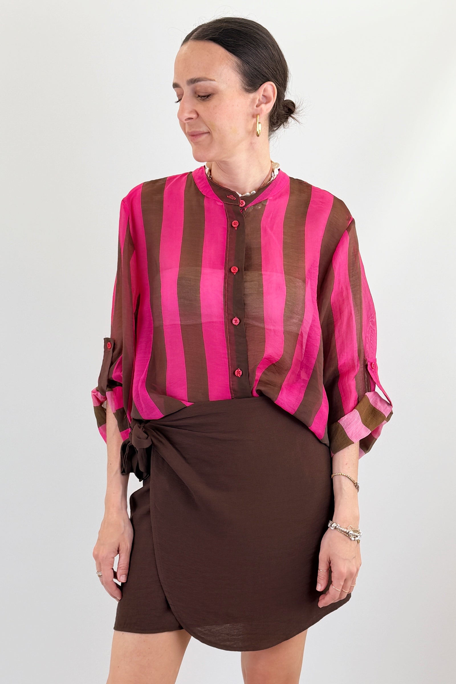 Camicia coreana maxi righe