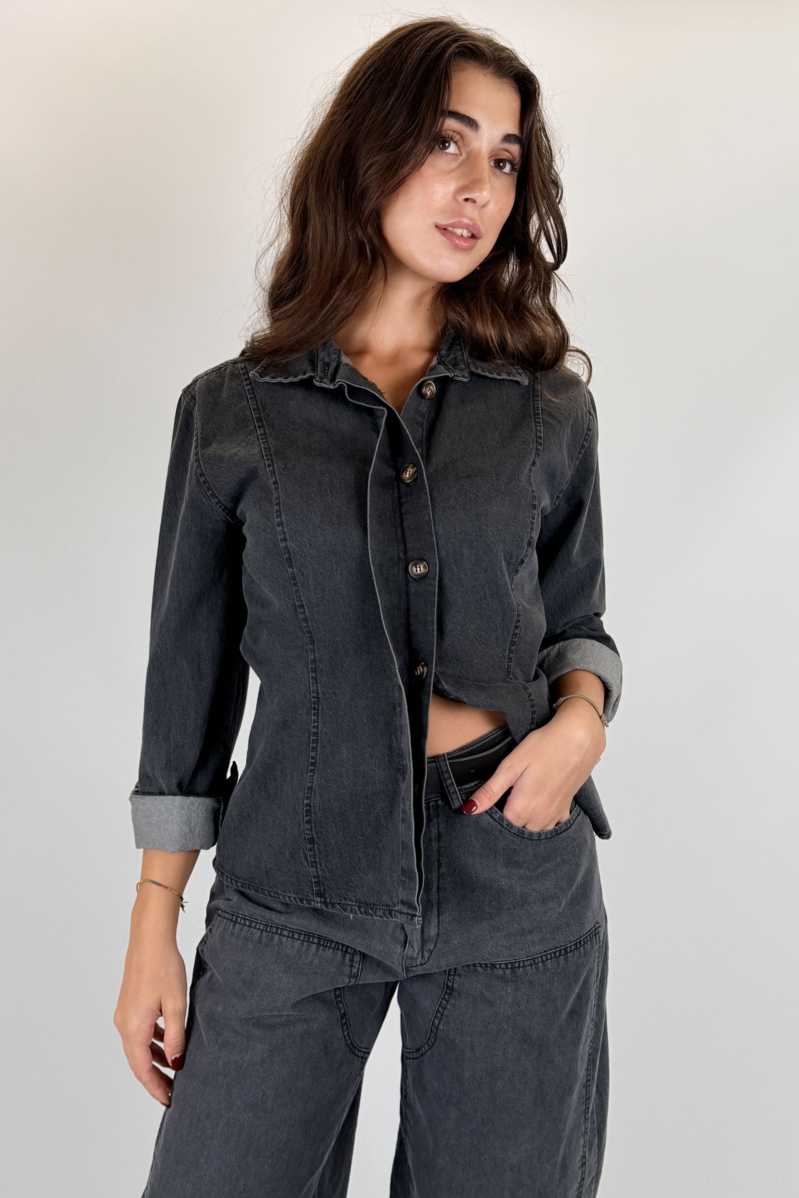 Camicia denim sfiancata