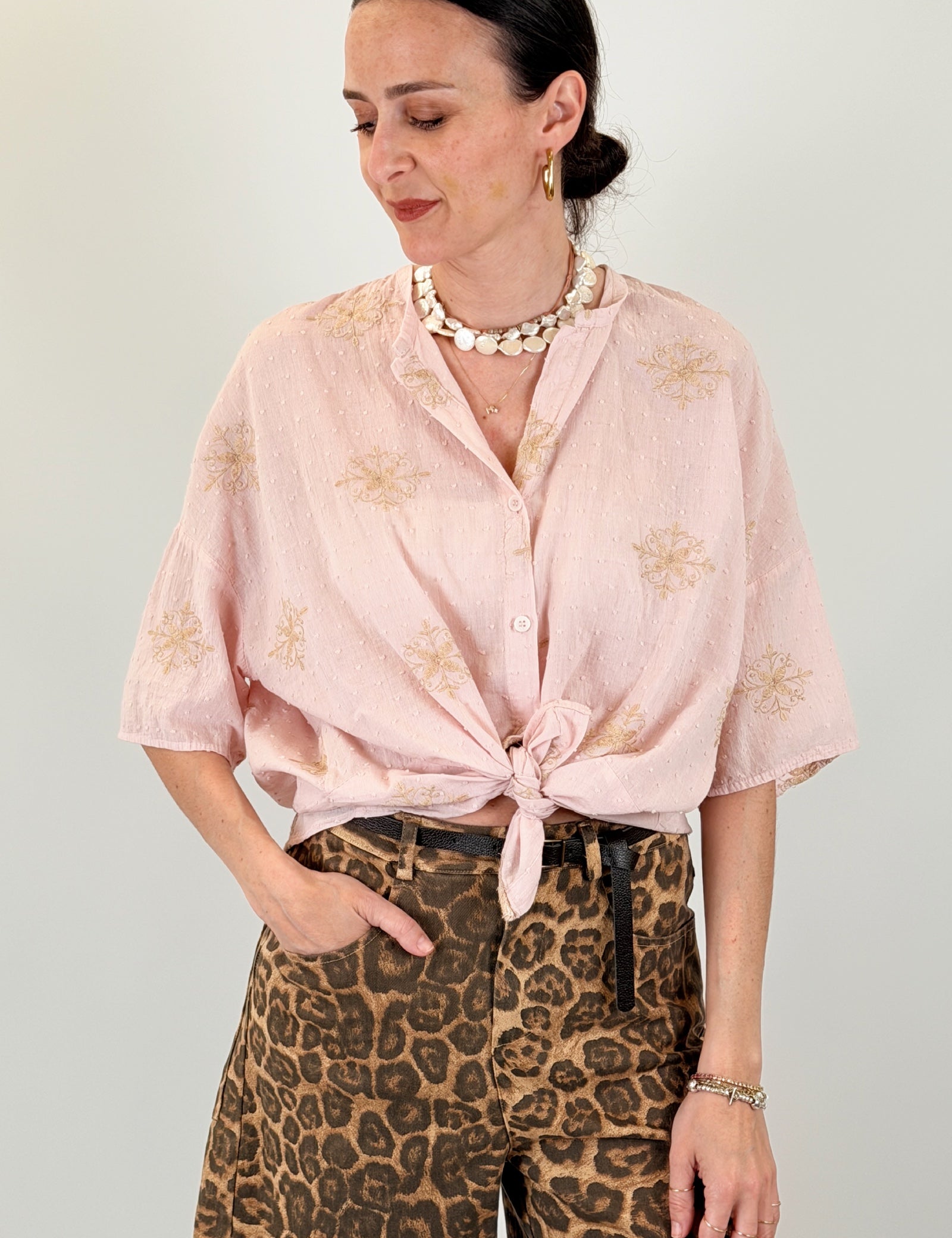 Camicia cotone ricamata