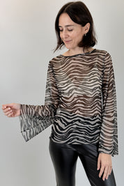 Maglia zebrata maniche campana