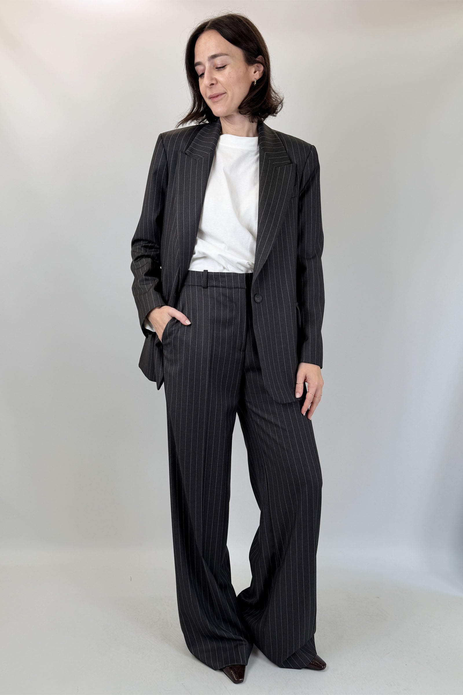 Pantalone palazzo gessato