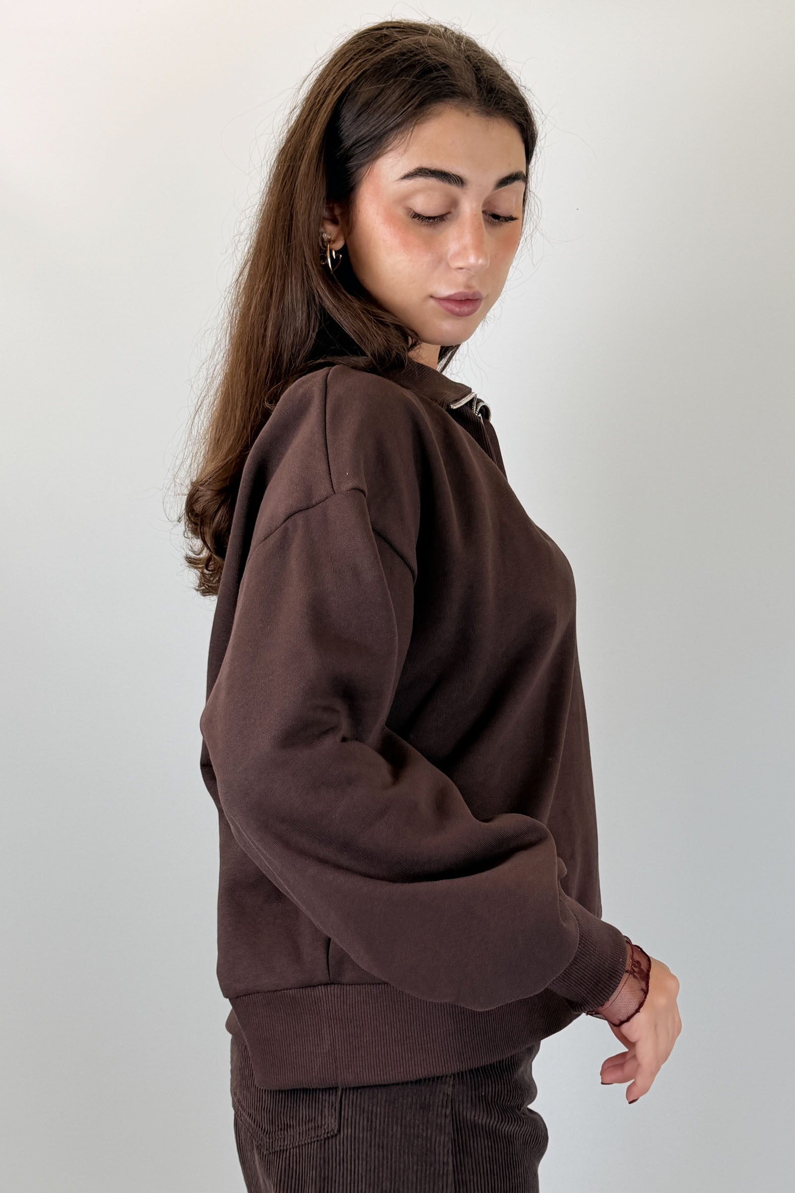 Felpa zip collo vulcano