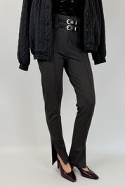 Pantalone gessato spacco