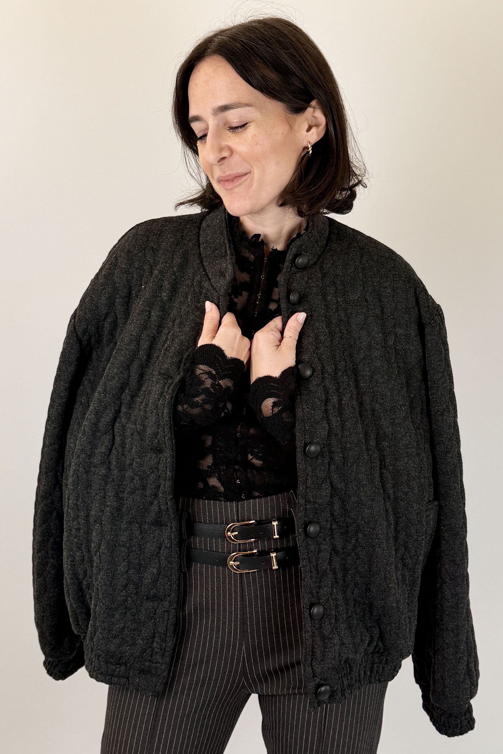 Bomber in maglia misto lana