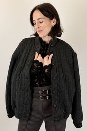 Bomber in maglia misto lana