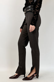 Pantalone gessato spacco