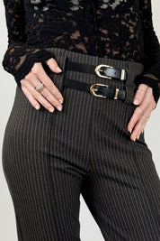 Pantalone gessato spacco