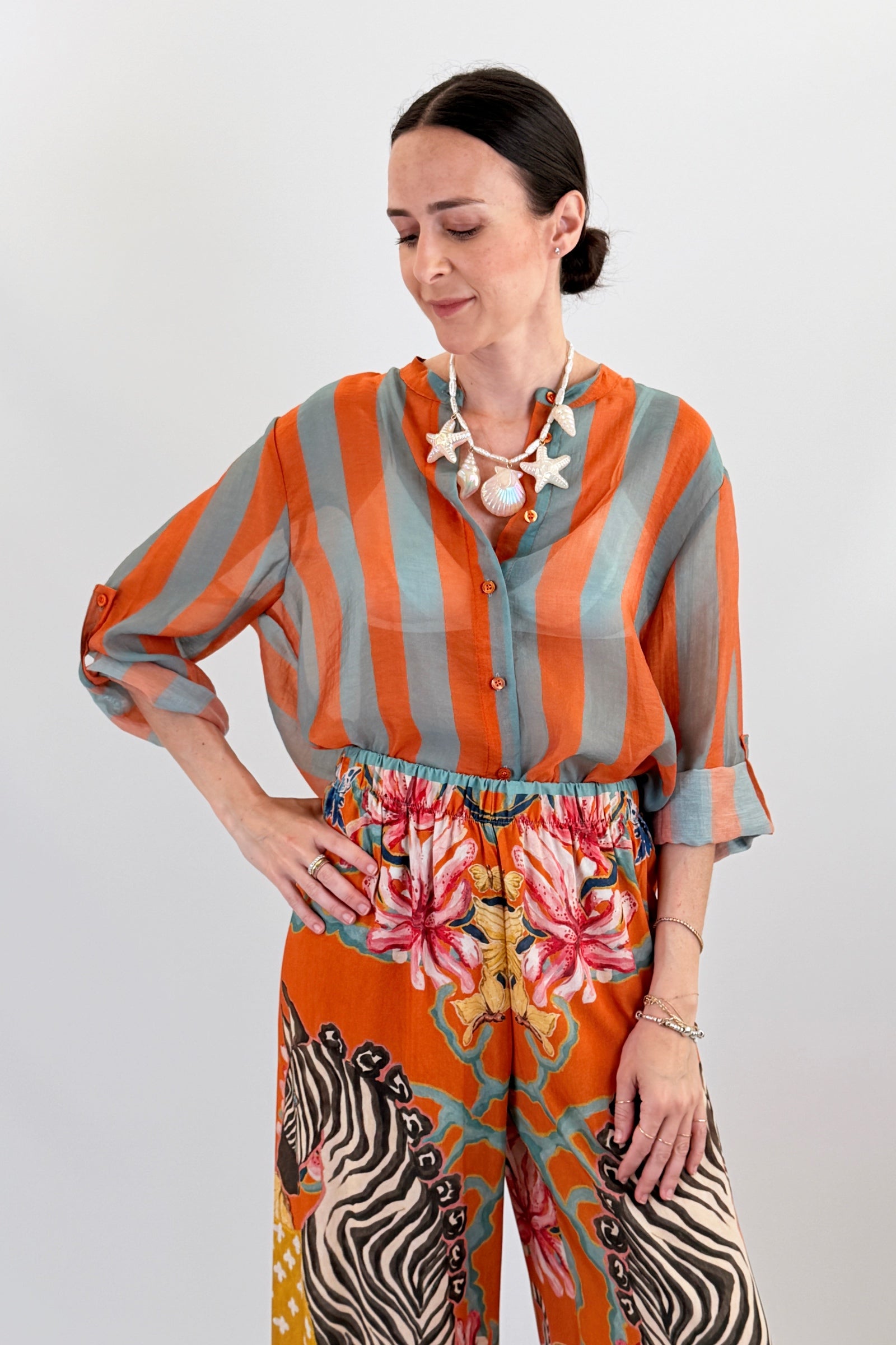 Camicia coreana maxi righe
