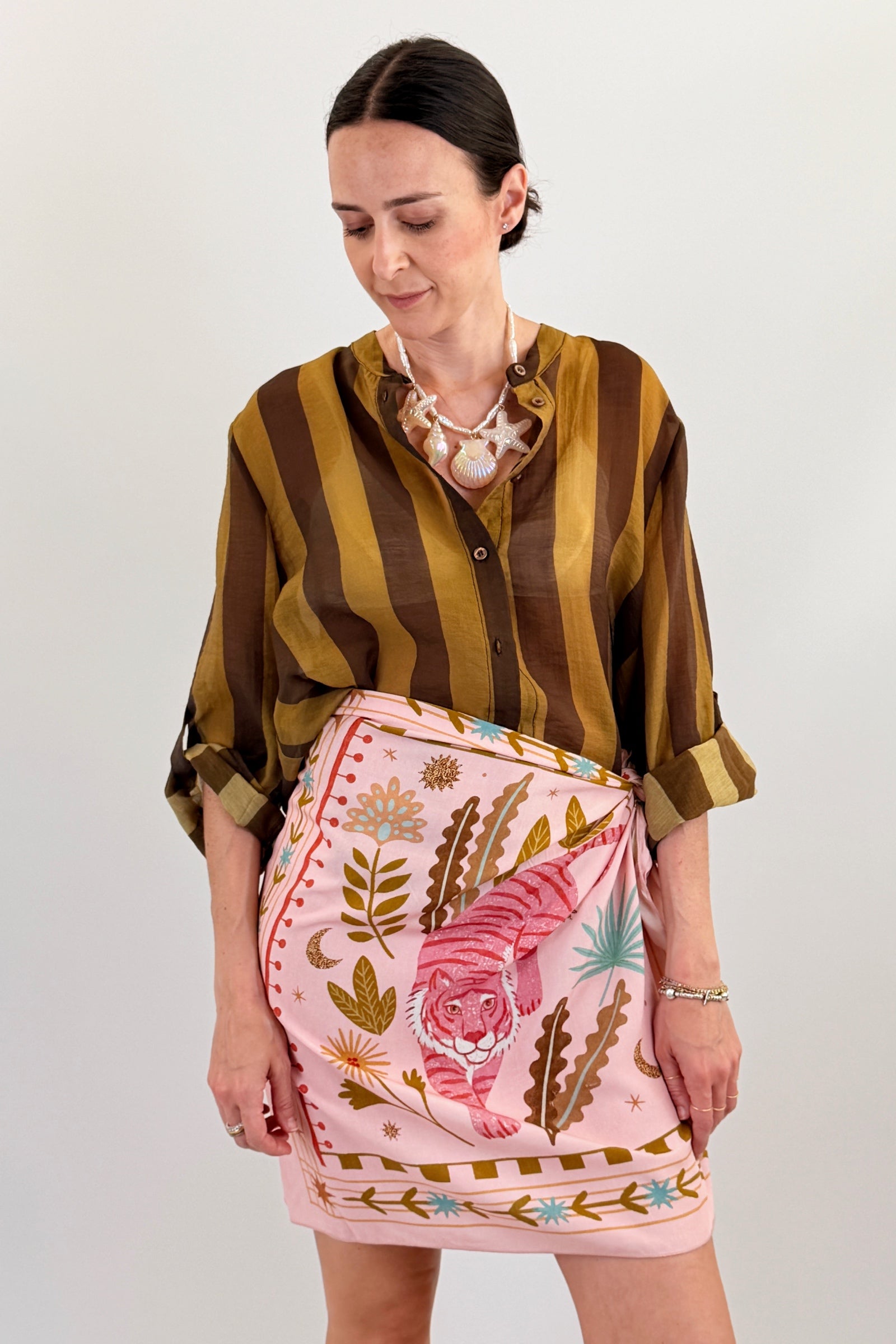 Camicia coreana maxi righe