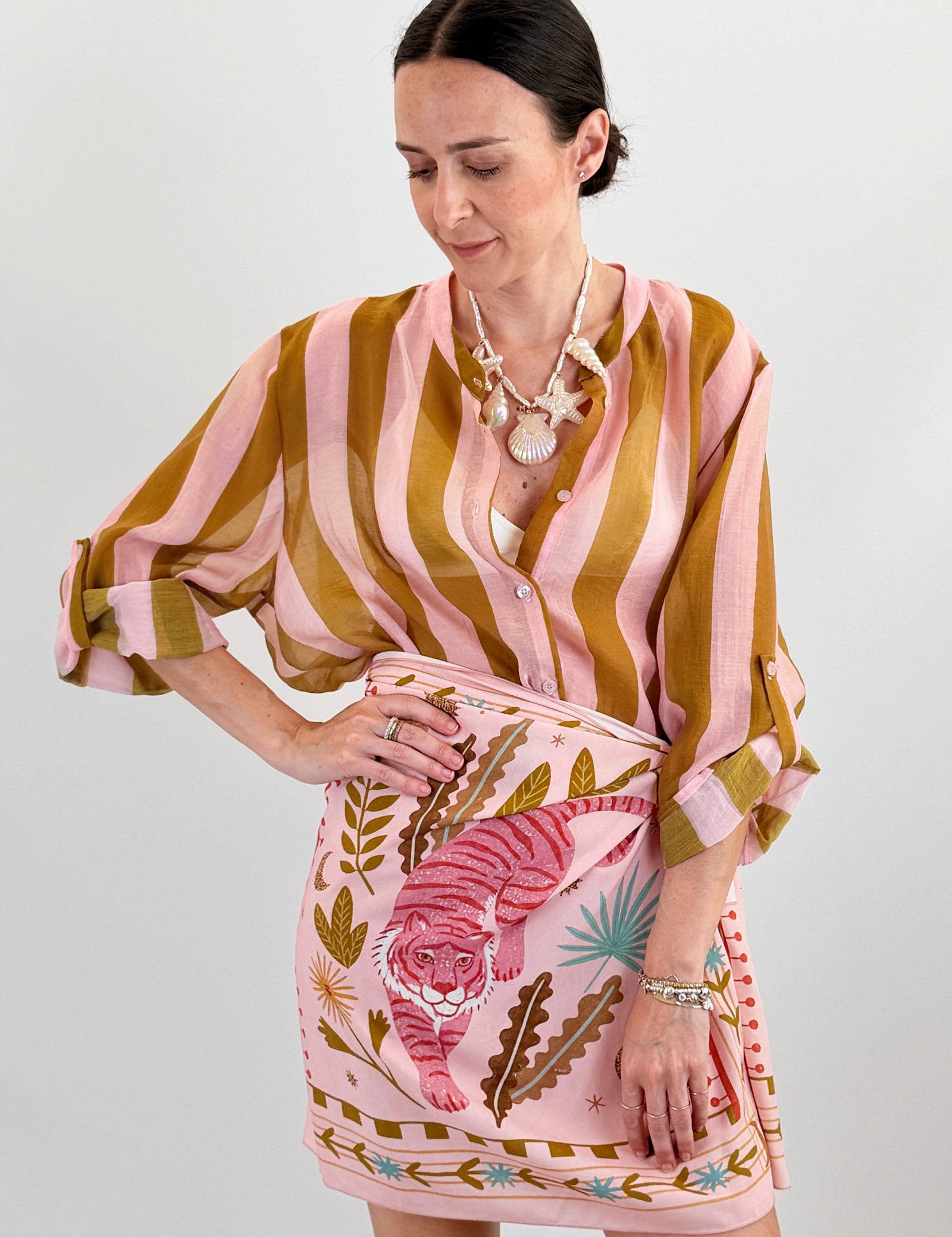 Camicia coreana maxi righe