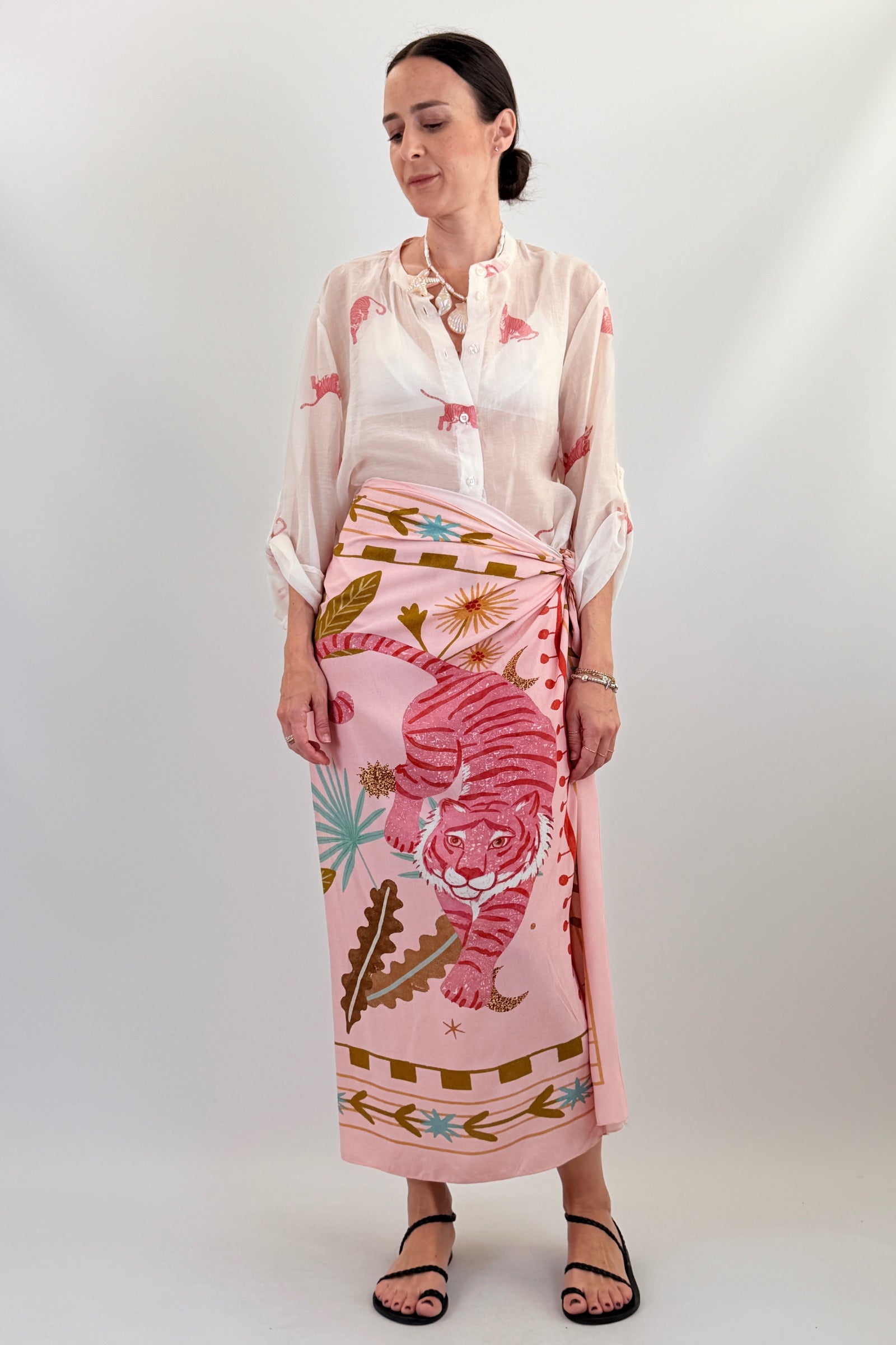 Camicia coreana tigri rosa
