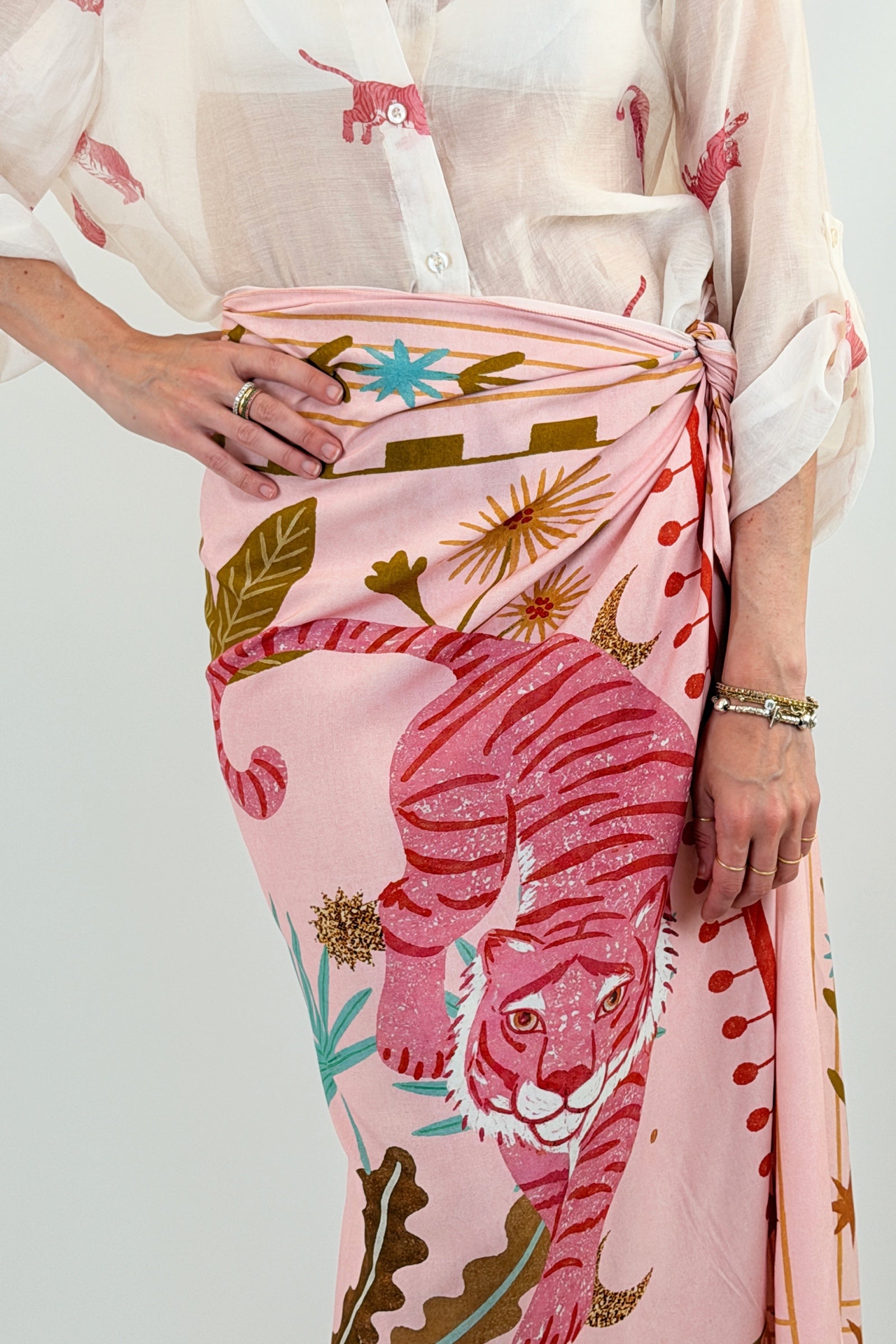 Gonna pareo lunga maxi tigre