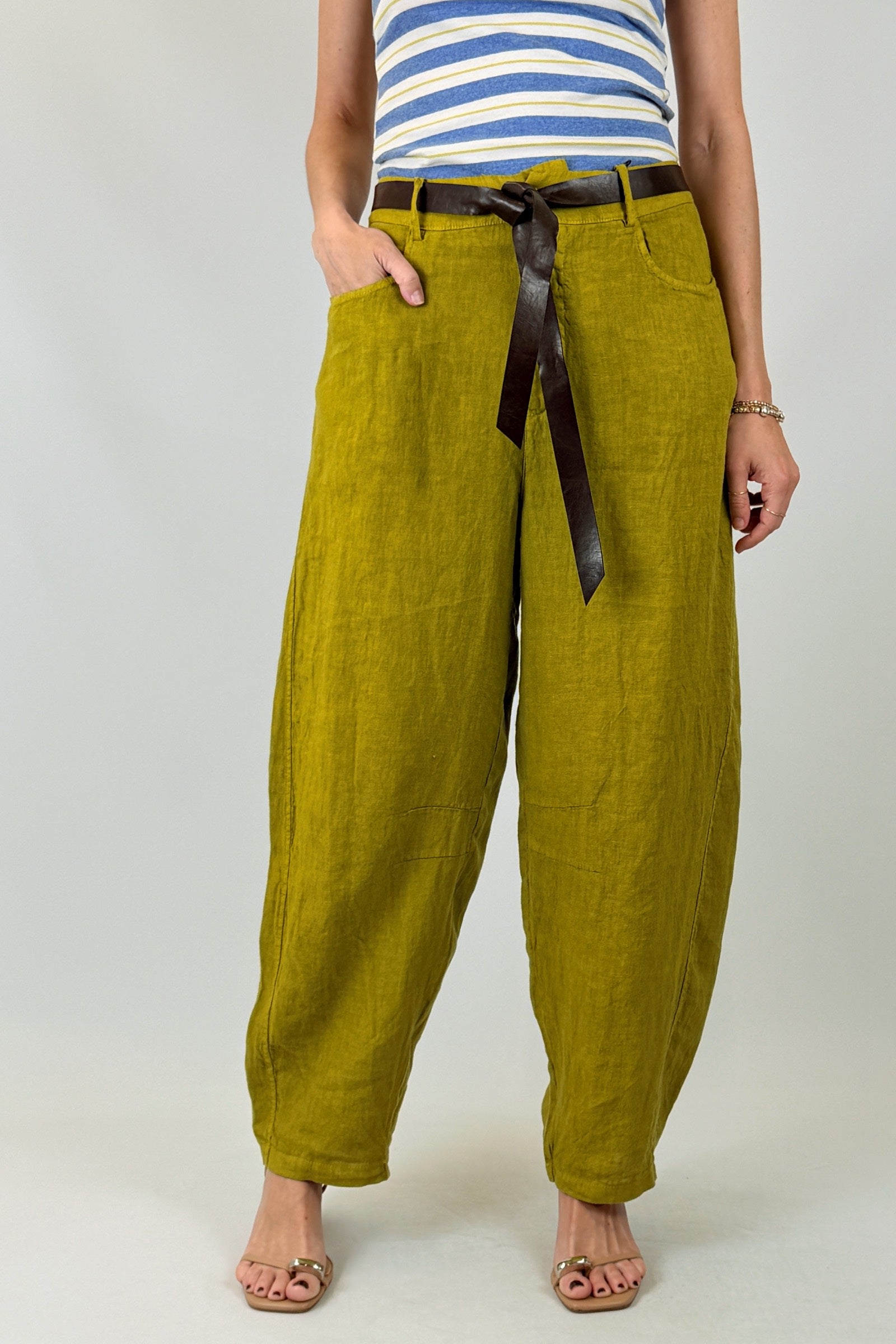 Pantalone barrel lino