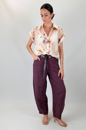 Pantalone barrel lino