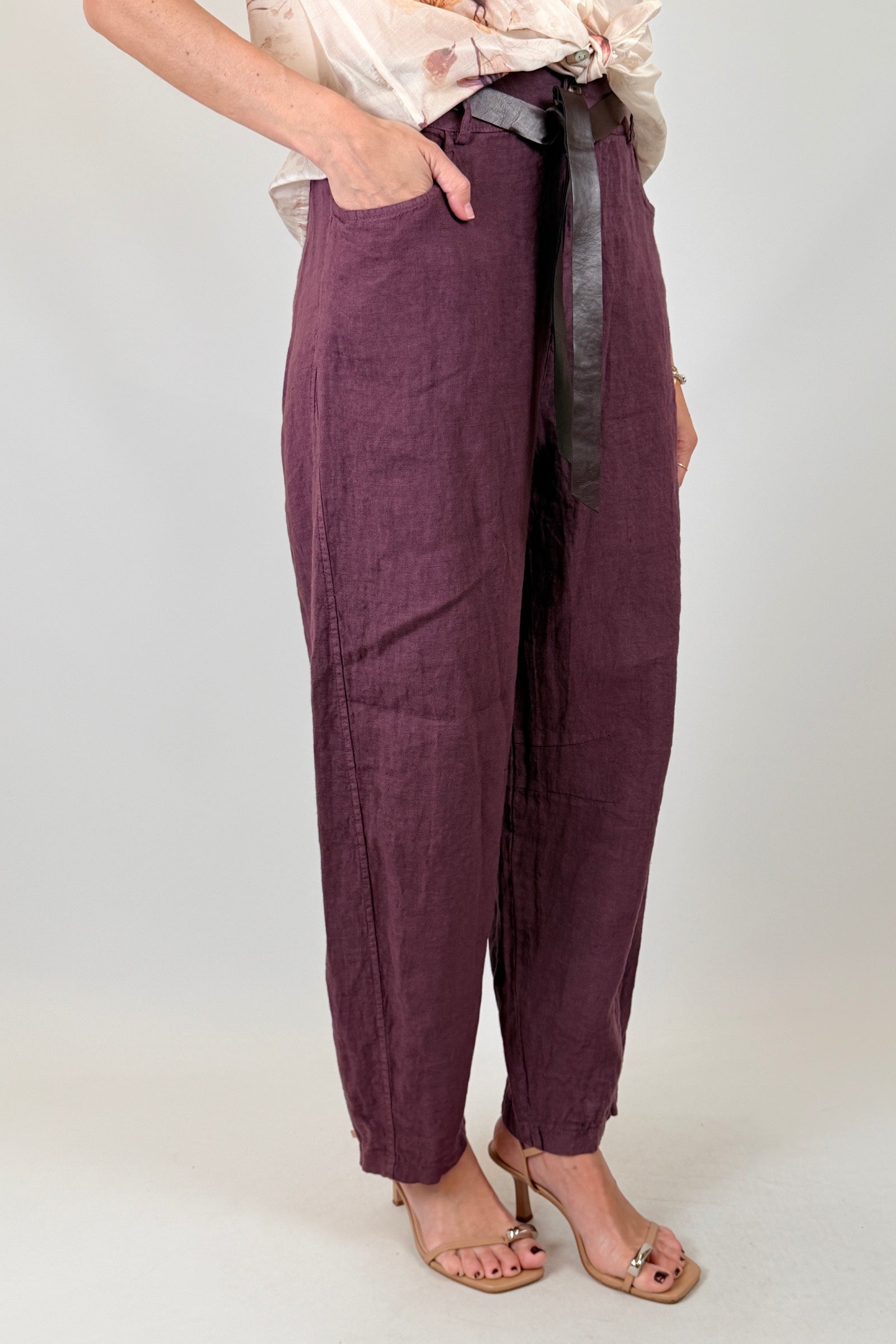Pantalone barrel lino