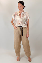 Pantalone barrel lino