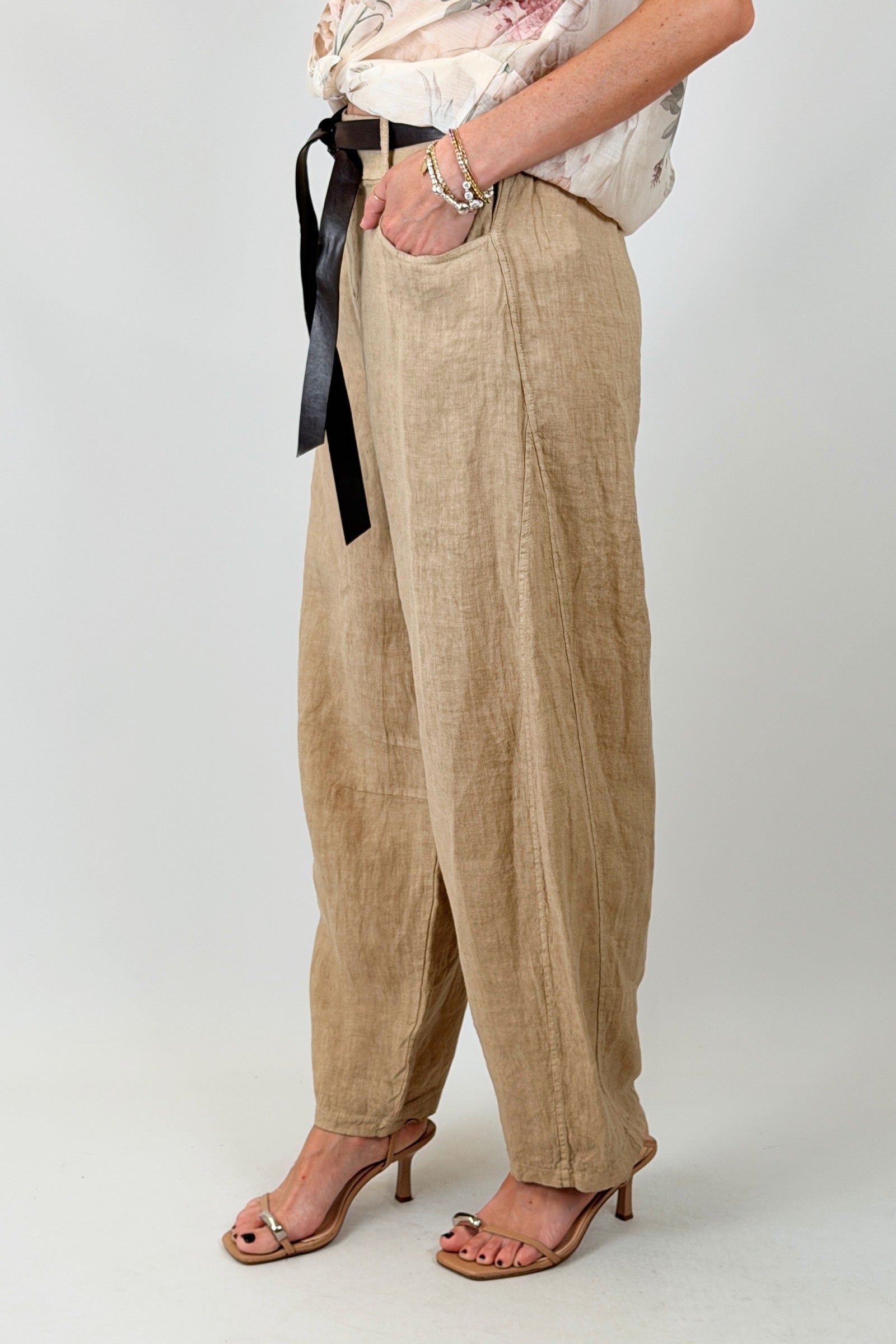 Pantalone barrel lino