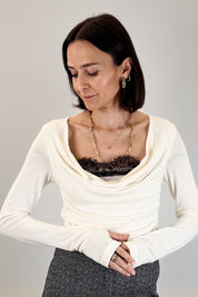 Maglia scollo gronda con pizzo