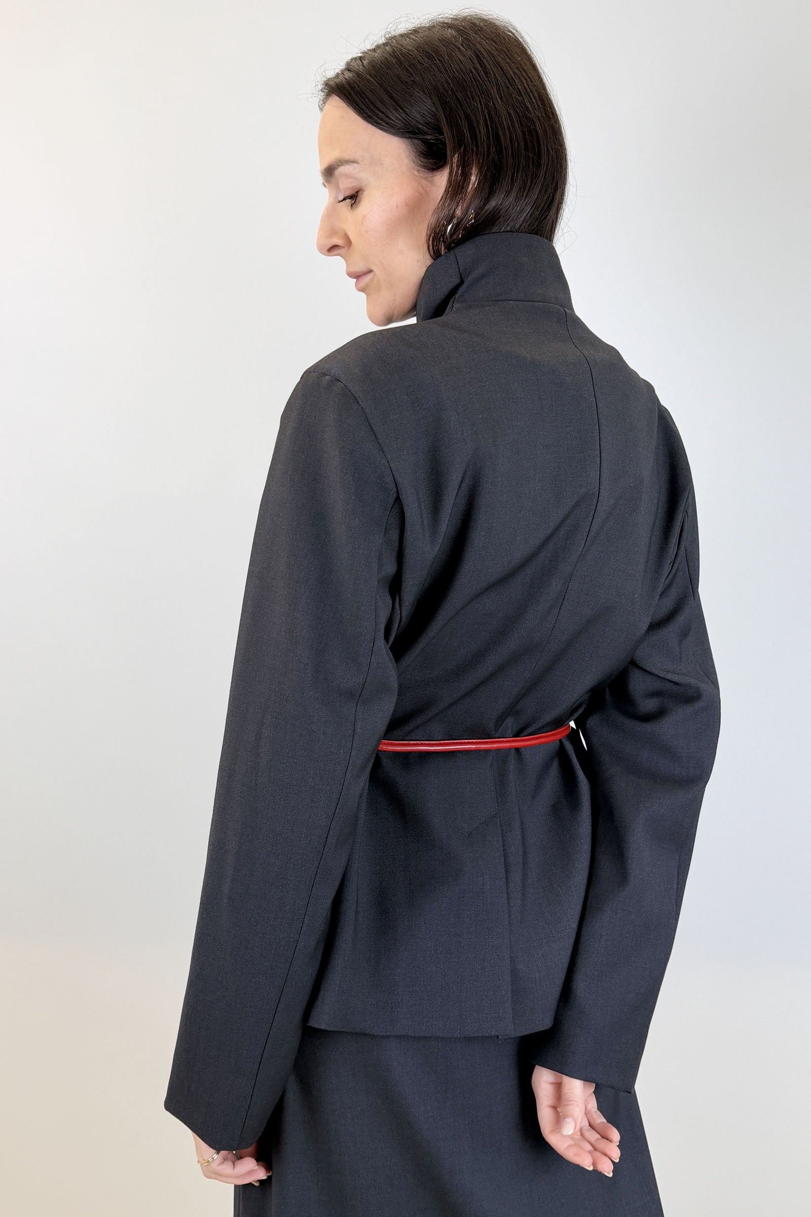 Giacca collo alto con cintura