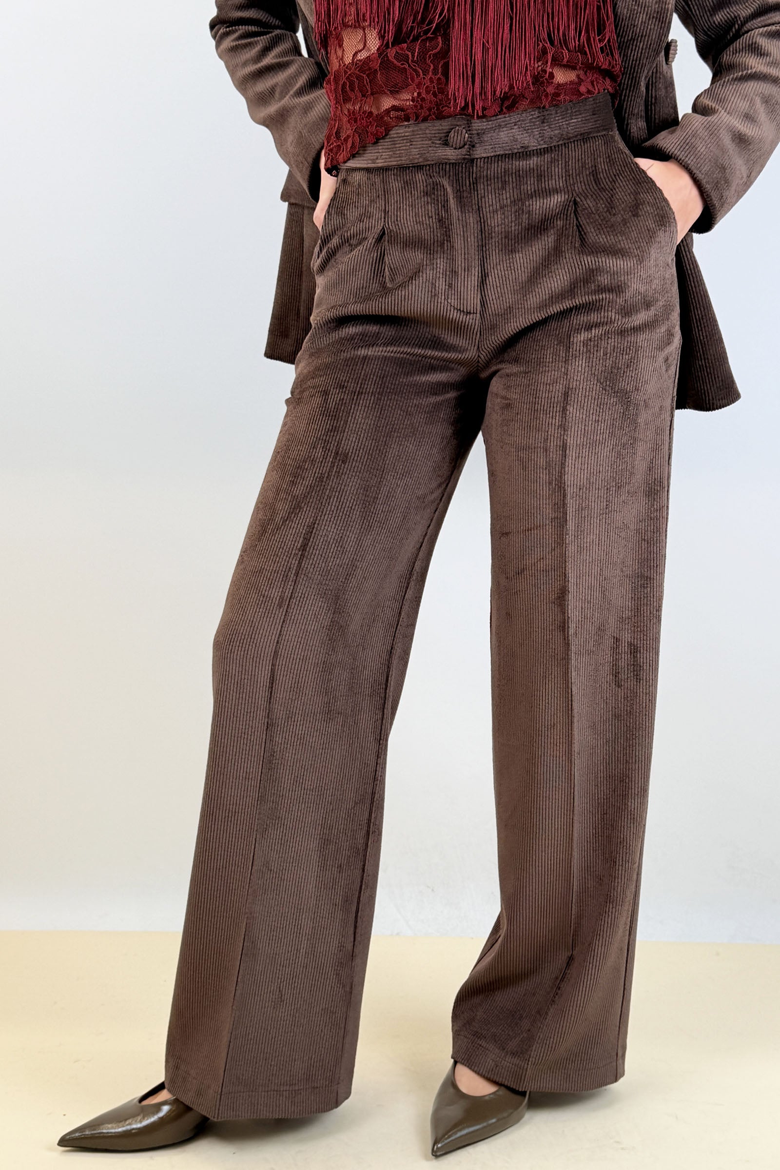 Pantalone palazzo in velluto