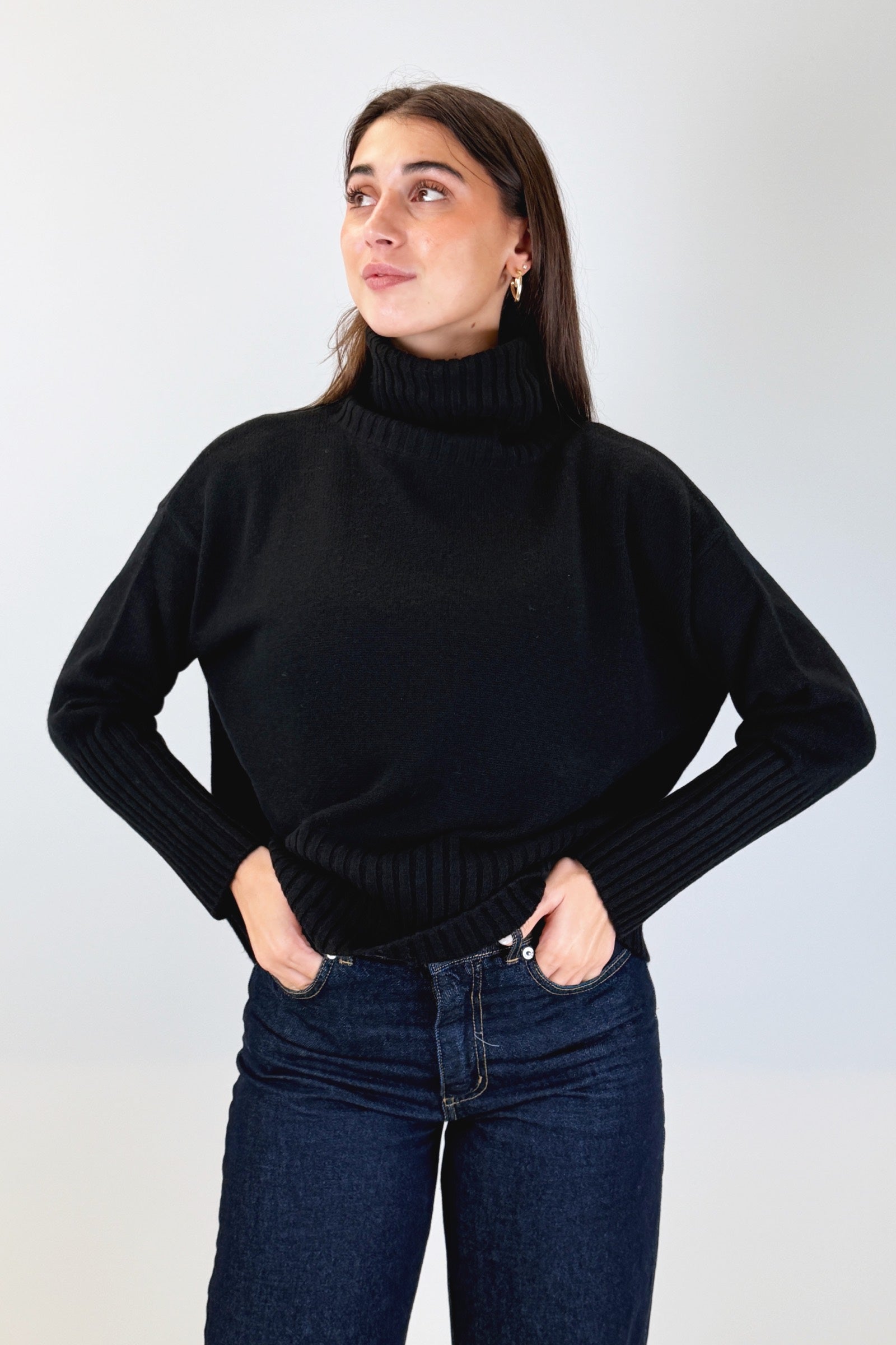 Maglia collo alto 100% lana