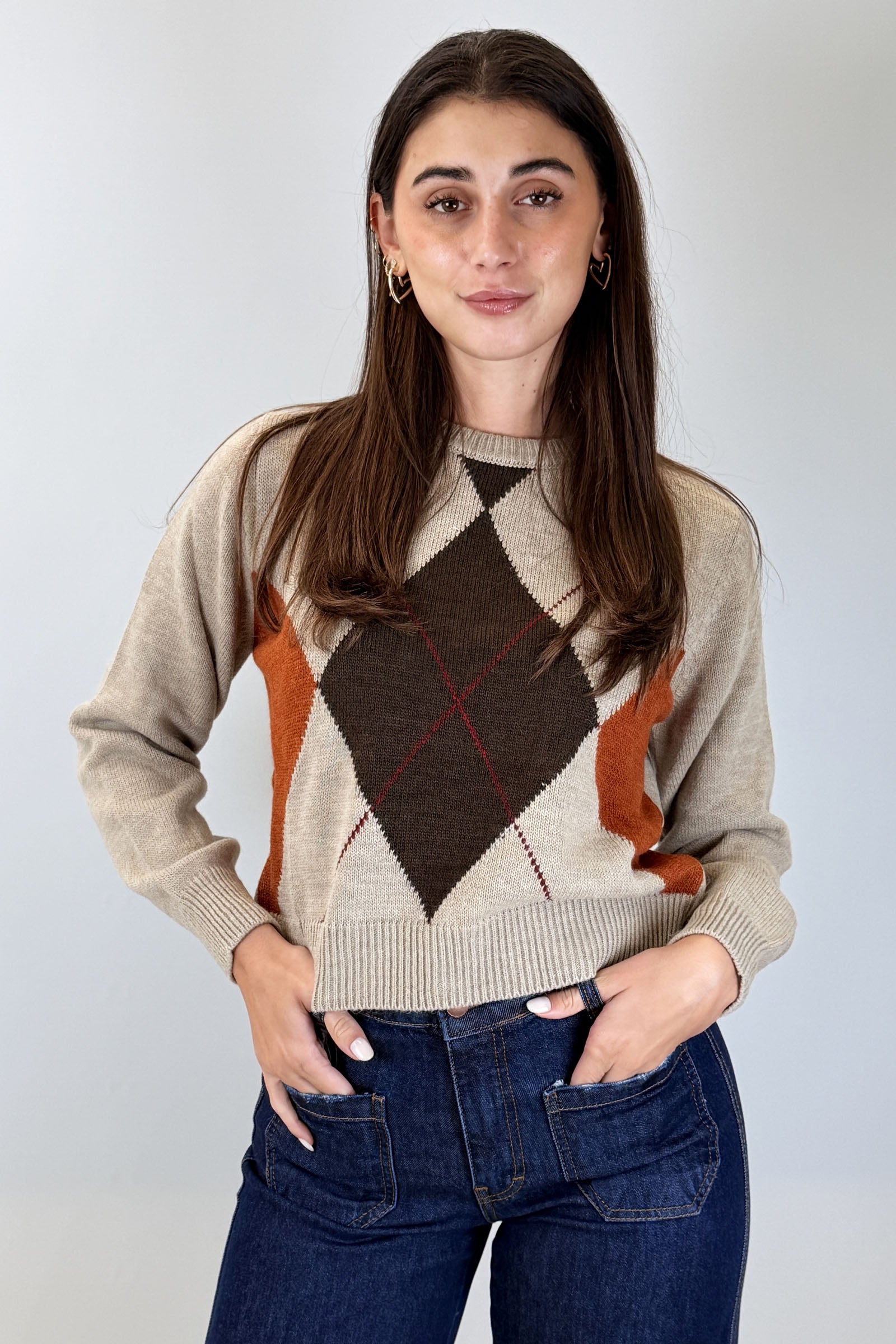 Maglia rombi girocollo
