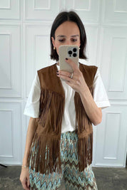 Gilet frange suede