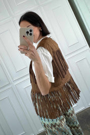 Gilet frange suede