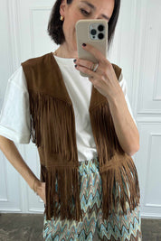 Gilet frange suede