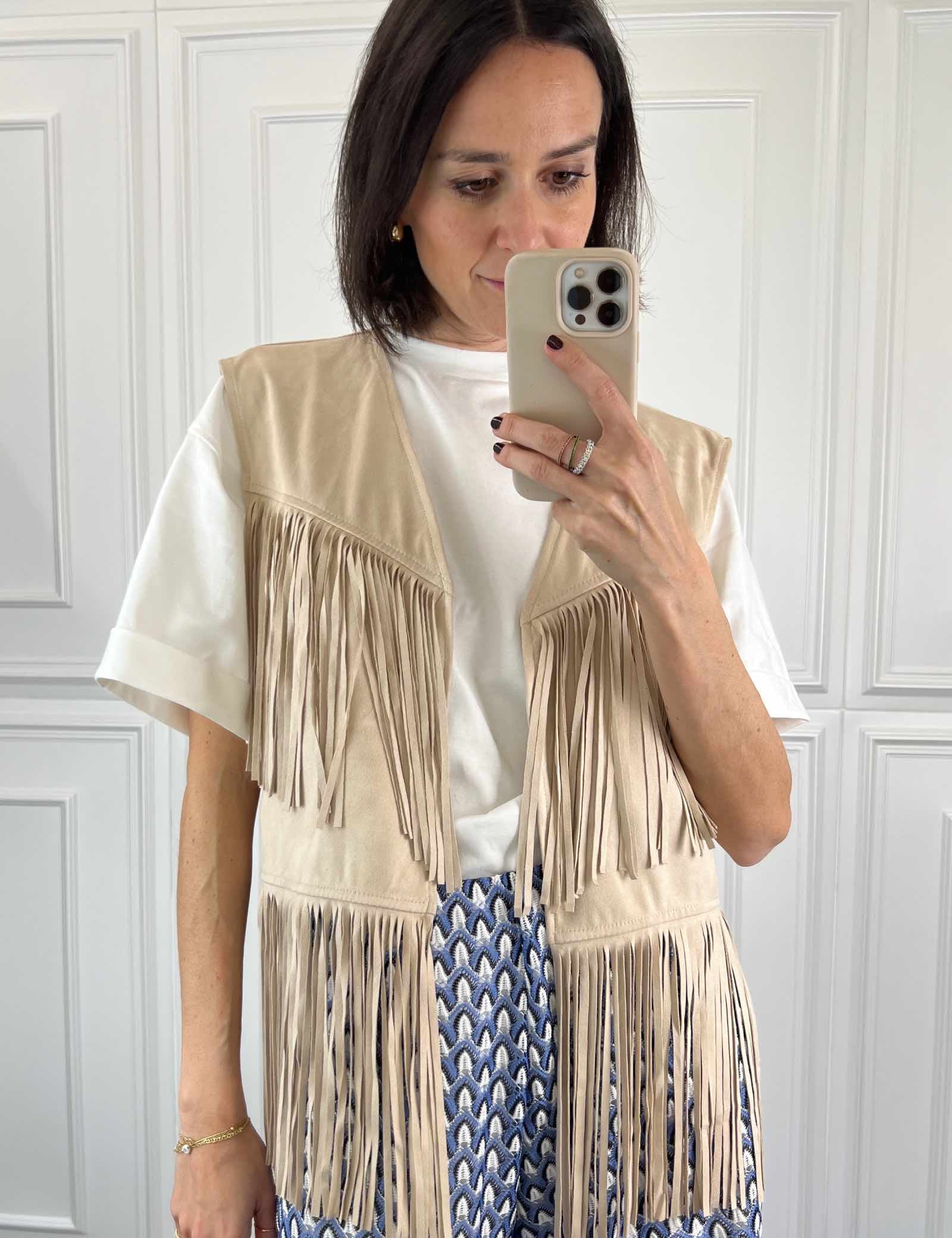 Gilet frange suede