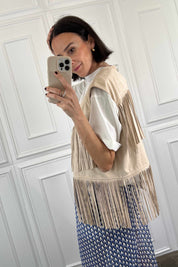 Gilet frange suede