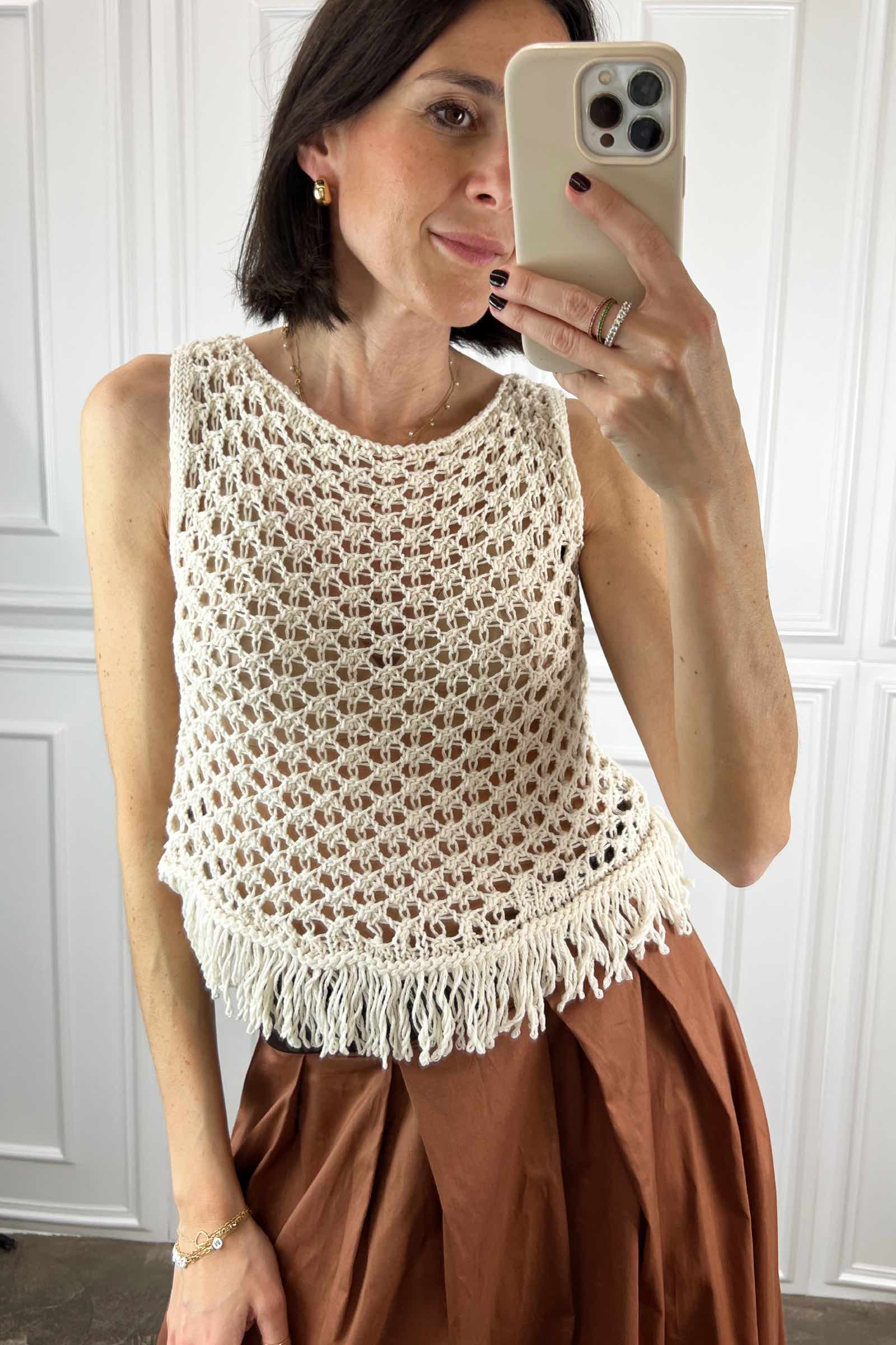 Canotta crochet sfrangiata
