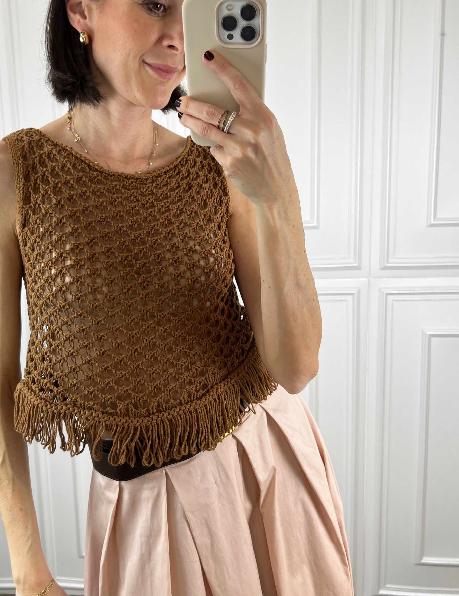 Canotta crochet sfrangiata
