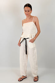 Pantalone barrel lino
