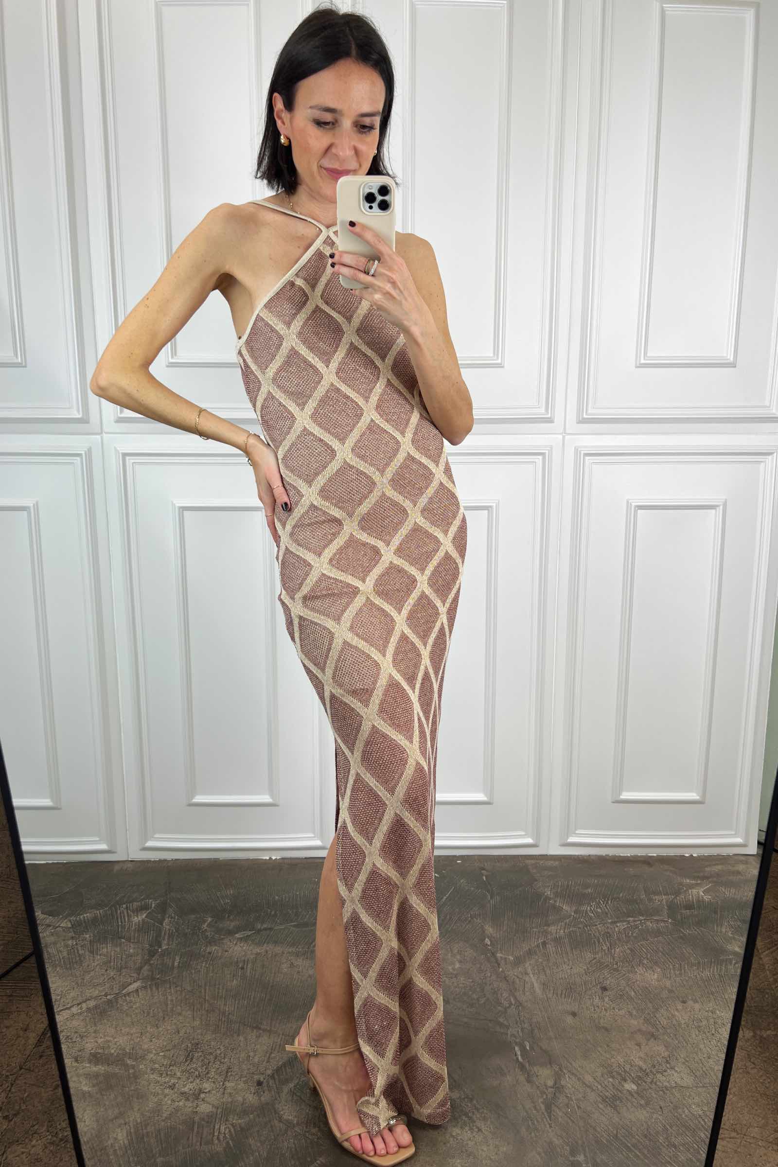 Abito lungo lurex fantasia