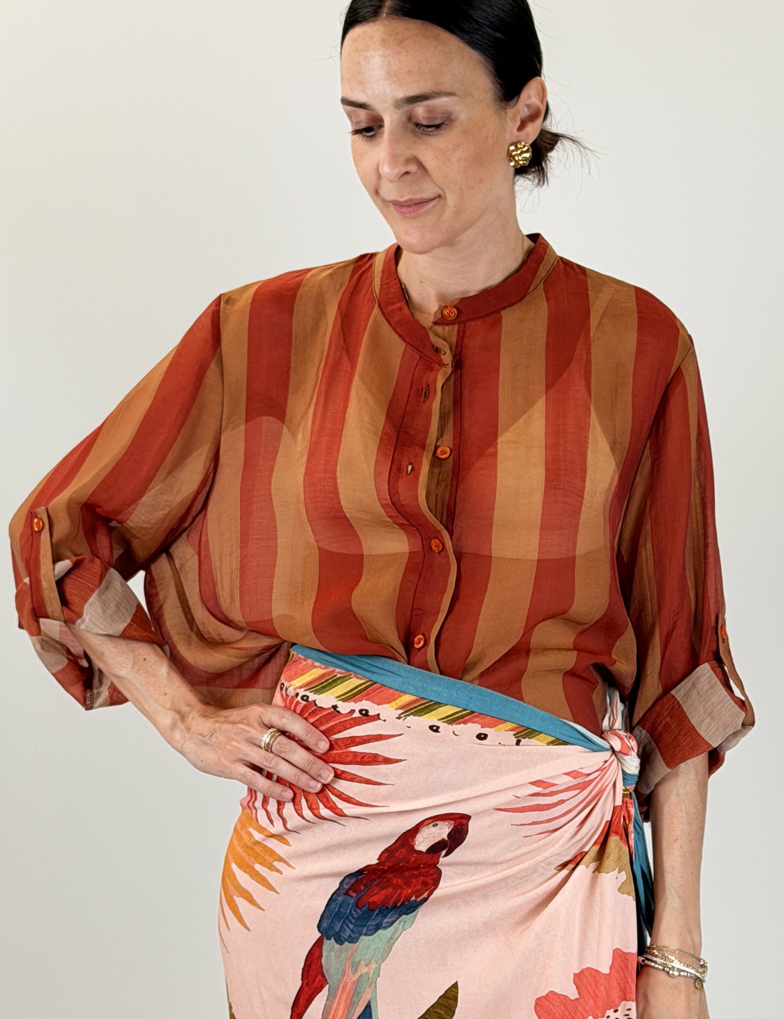 Camicia coreana maxi righe