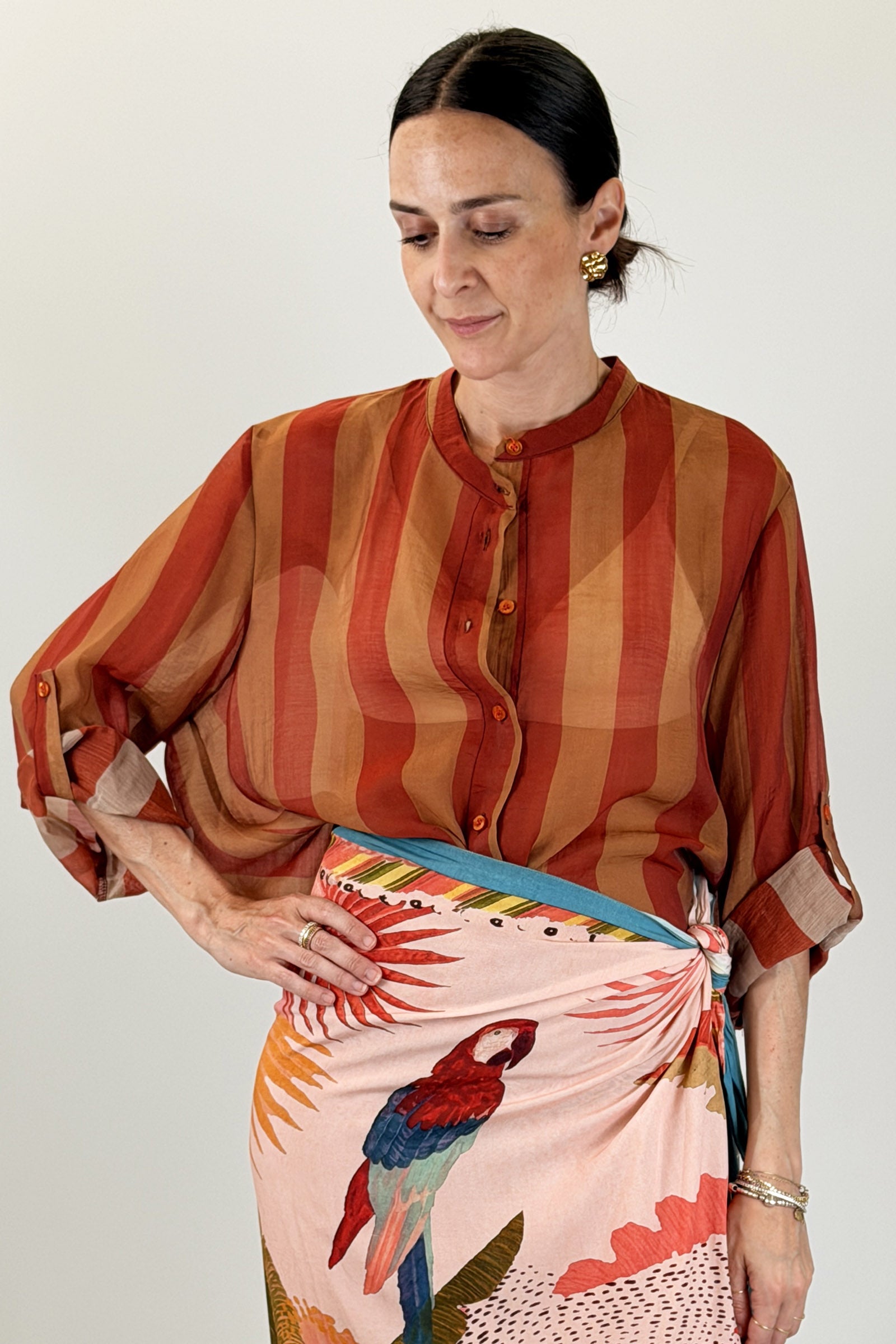 Camicia coreana maxi righe