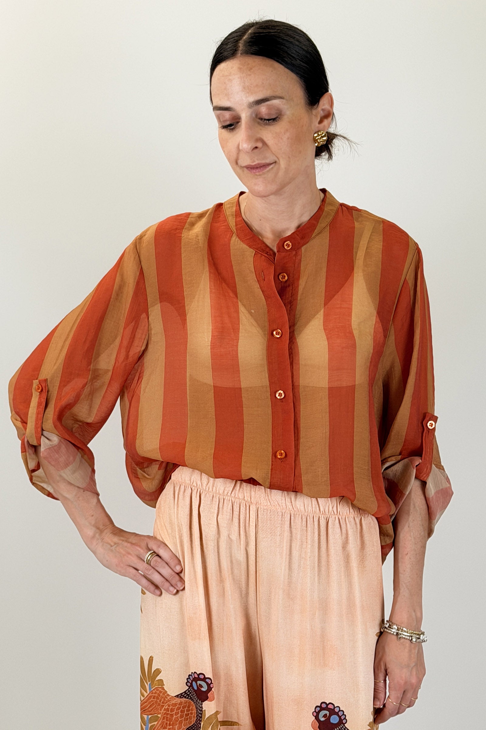 Camicia coreana maxi righe