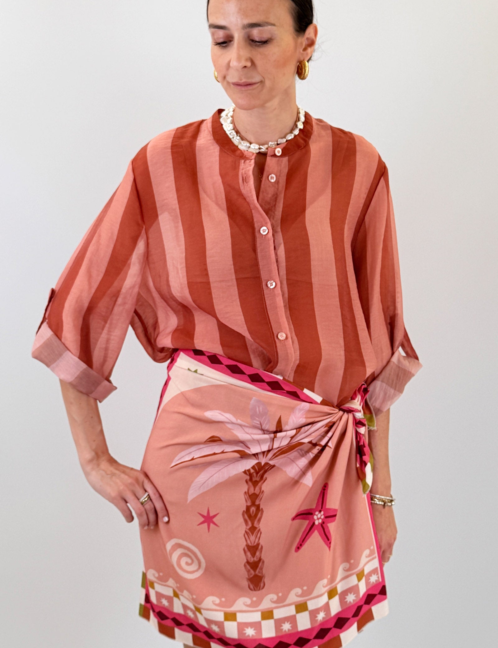 Camicia coreana maxi righe
