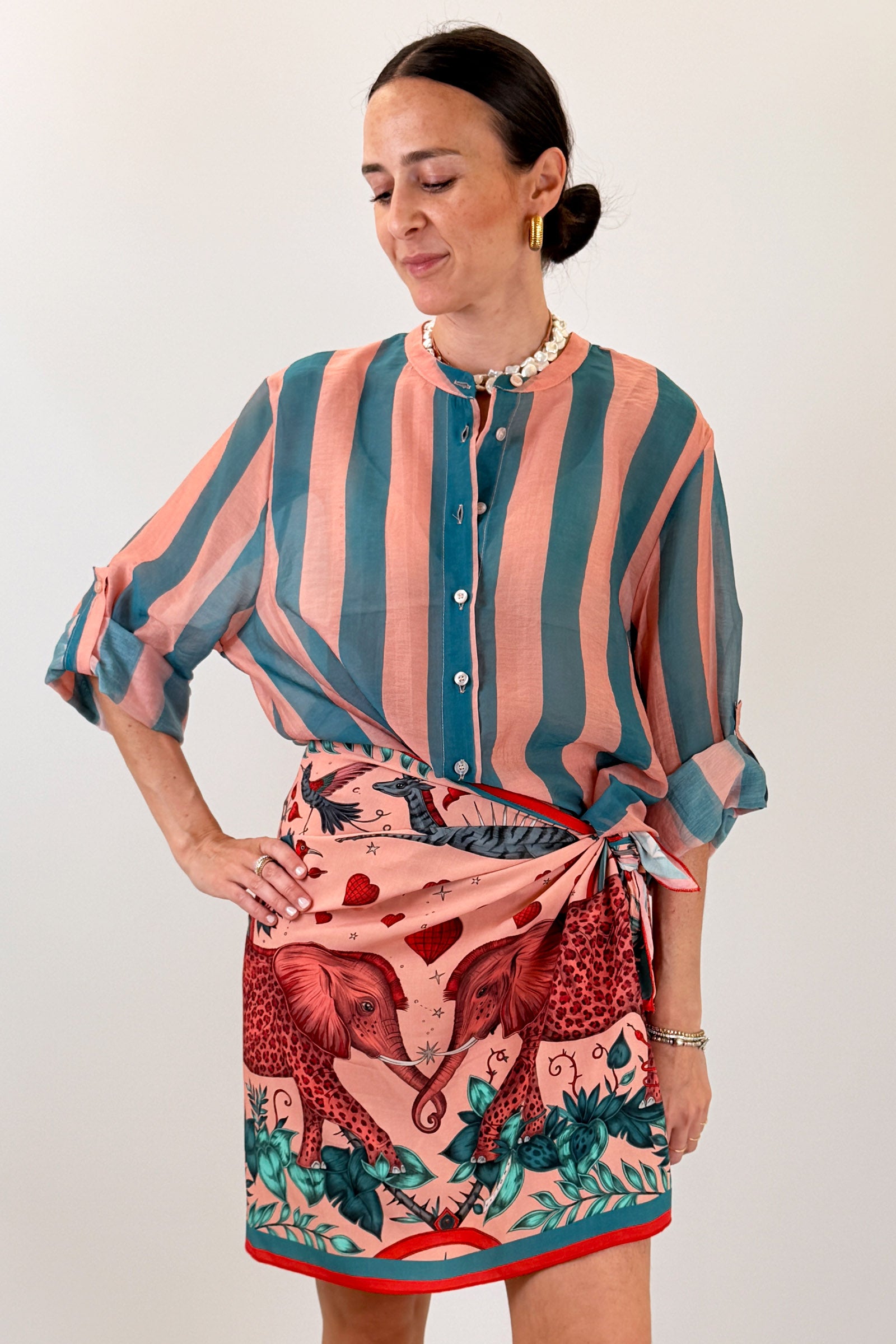 Camicia coreana maxi righe