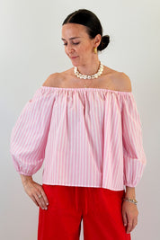 Blusa arricciata righe