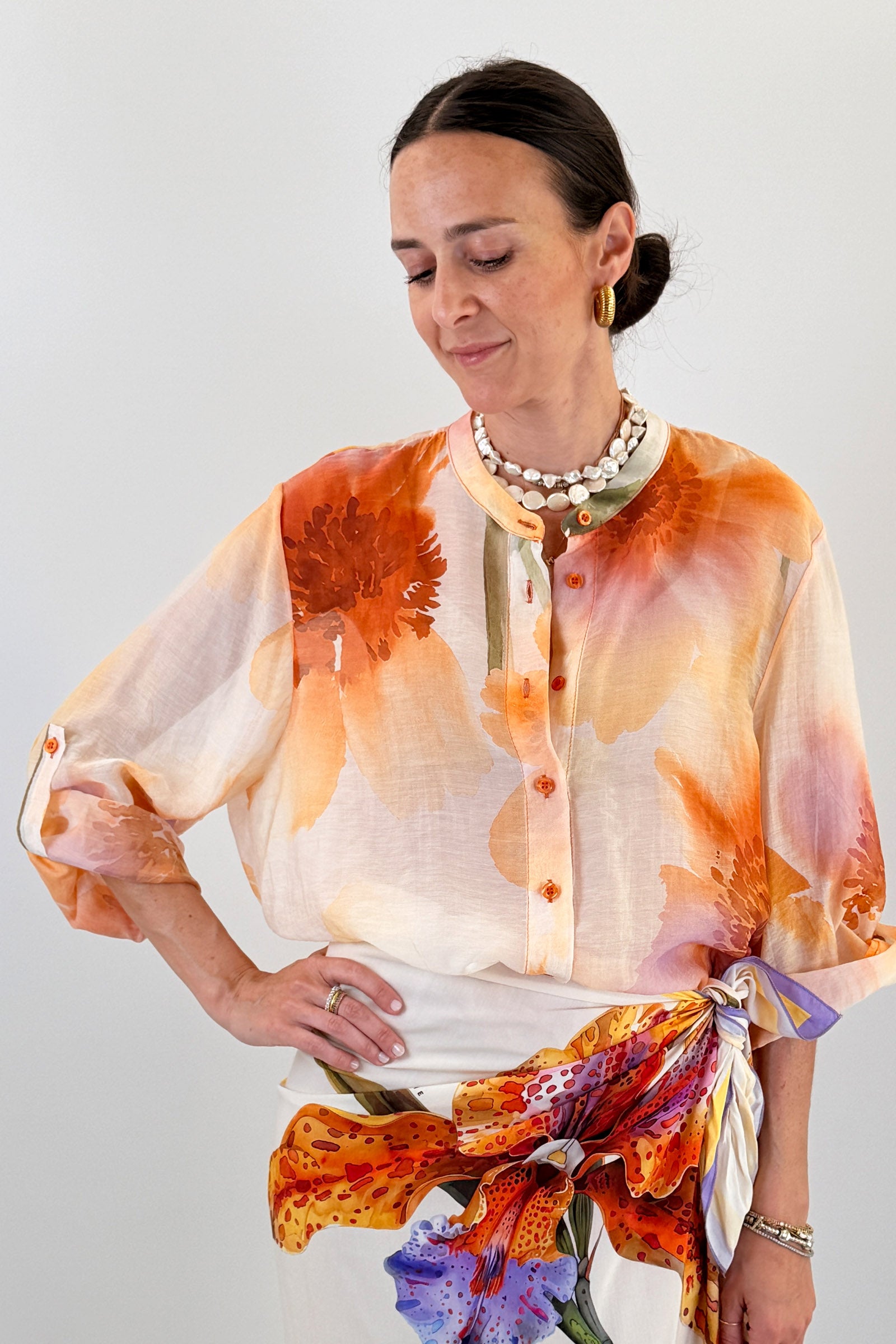 Camicia coreana fantasia fiore