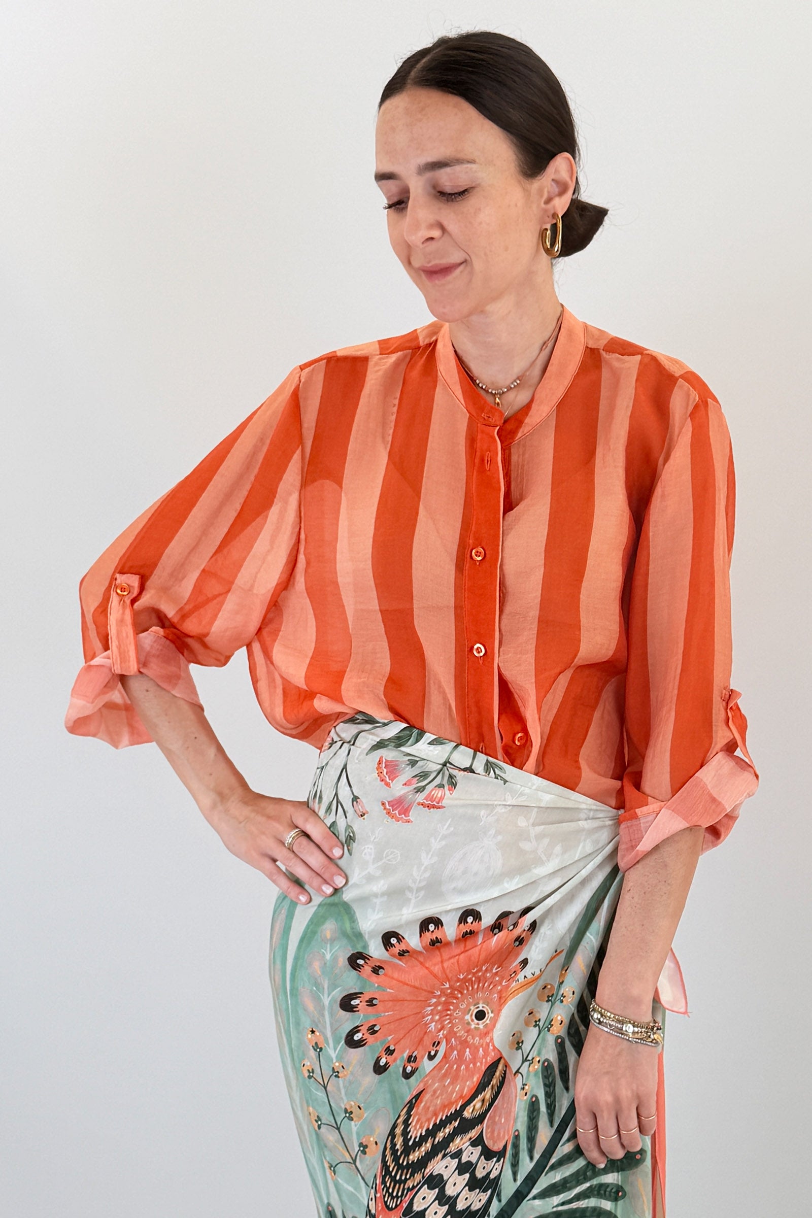 Camicia coreana maxi righe